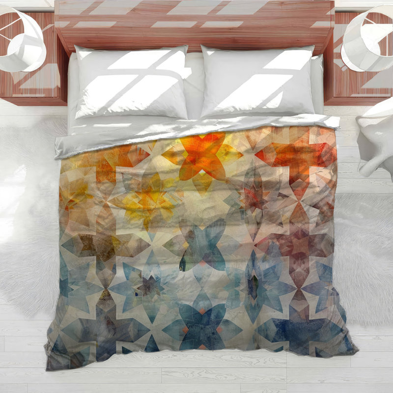 Geometric Flowers Bedding Abstract Comforter Eclectic, Twin Comforter