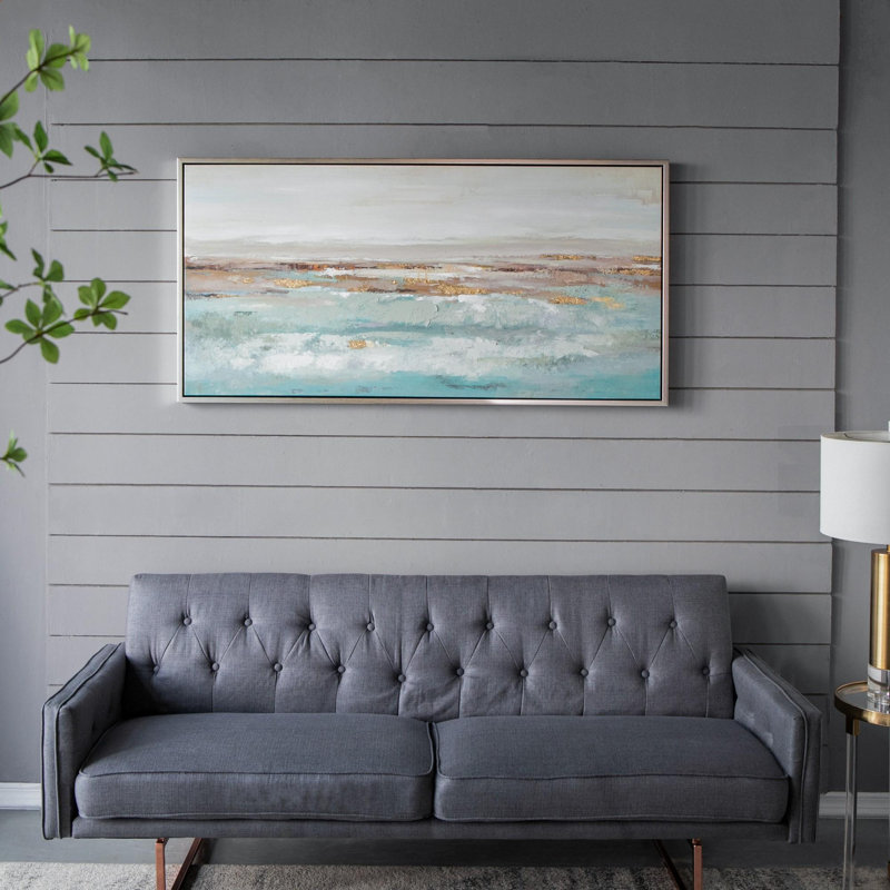 Paysage encadré, peinture à l'huile océanique