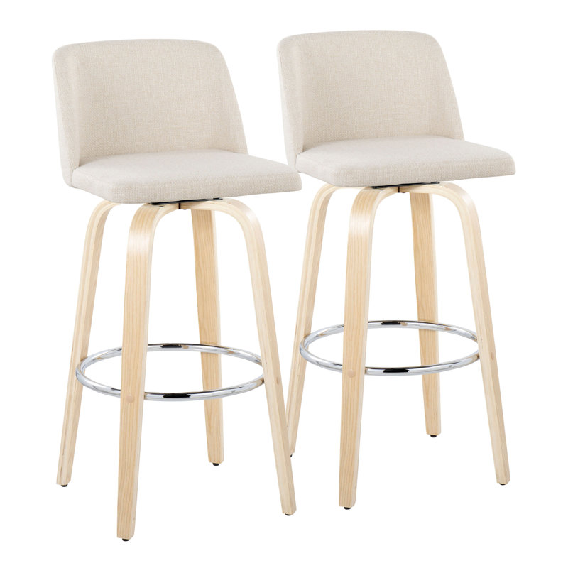 Toriano Swivel Upholstered Counter Stool, Cream Noise, Natural/Chrome