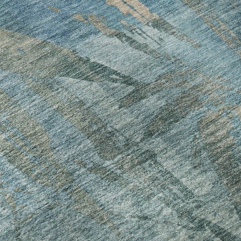 Premium Machine Washable Mayfield AMF2222 Botanical Rug, Seafoam, 5' x 7'6"