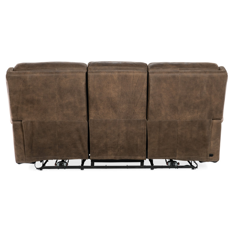 Wheeler 83'' Brown Leather Reclining Sofa with Nailhead Trim