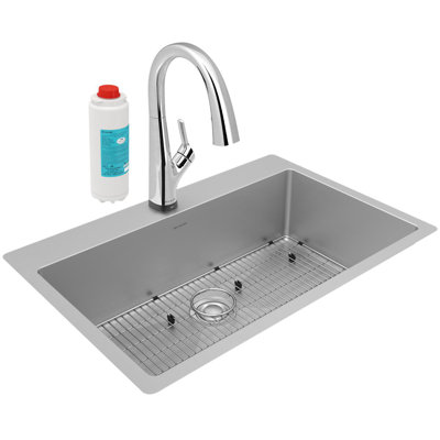 33" L x 22" W Undermount Kitchen Sink with Faucet