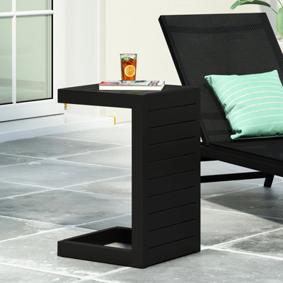 Side Table With Matte Black Finish, Aluminum Structure Modern Foundation