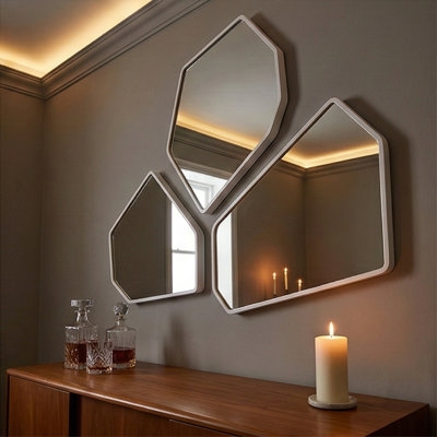 Callista Modern Asymmetrical Geometric Wall Mirror Set (Set of 3)