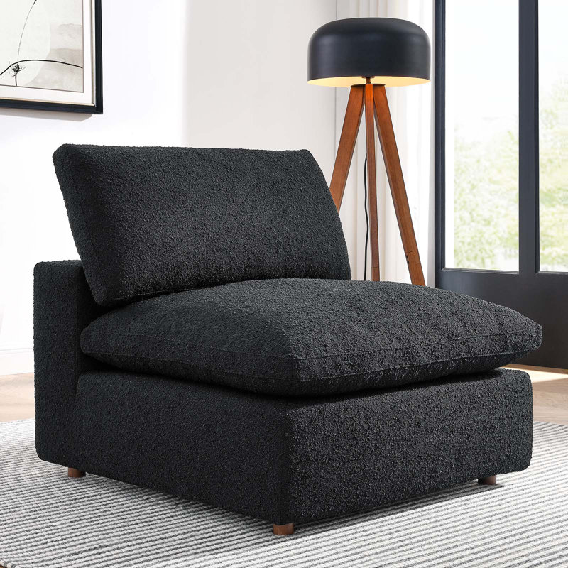 Chaise sans accoudoirs rembourrée en tissu Modway Commix, Noir