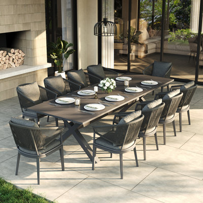 10 - Person Rectangular Outdoor Dining Set With Cushions