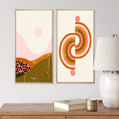 Minimal Abstract Shapes in Retro Colors V - ensemble de 2 impressions