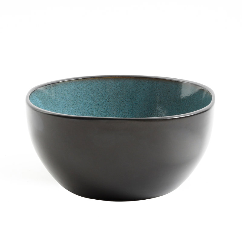 Teal and Black Square Porcelain Dinnerware Set, Service for 4
