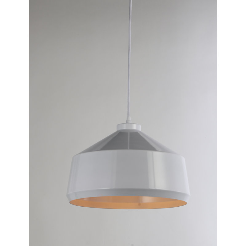 Luminaire suspendu conique 1 lumière Brantner, blanc