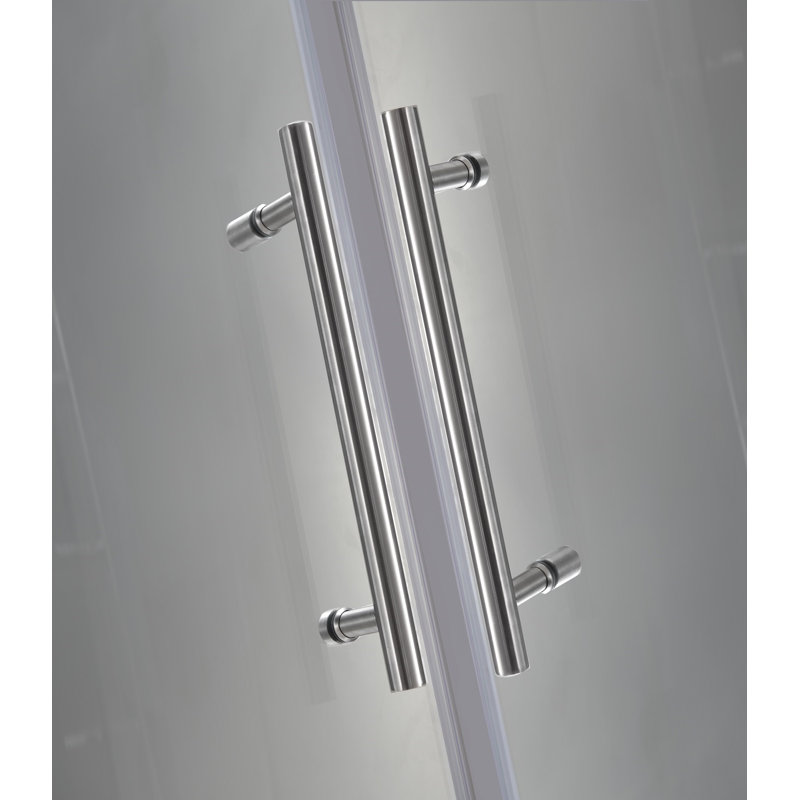 Cabine de douche carrée à charnière 30" x 72" Vanora, Acier inoxydable
