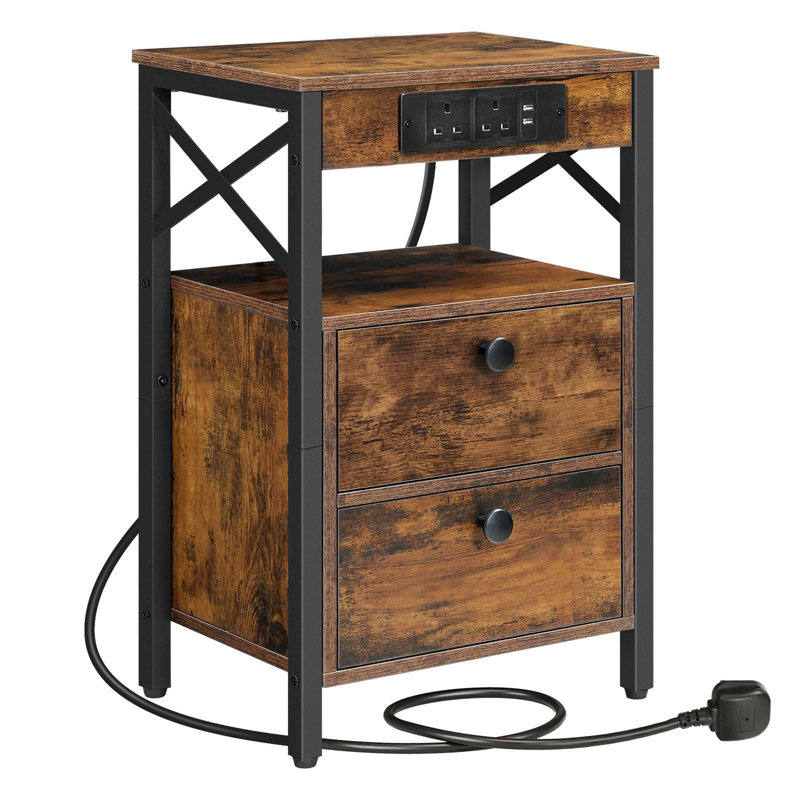 Brenn 38cm W Metal Bedside Table