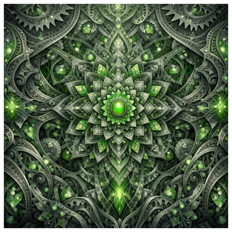 Housses de couette complexes en vert Mandala, Grand lit