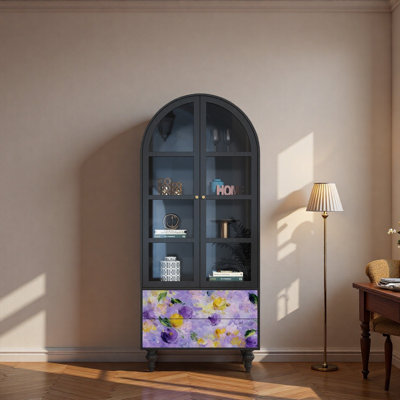 Vitrine en bois massif Floral