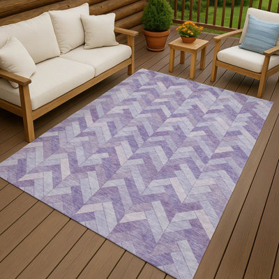Tapis géométrique intérieur / extérieur lavable à la machine Matteson ACN2297