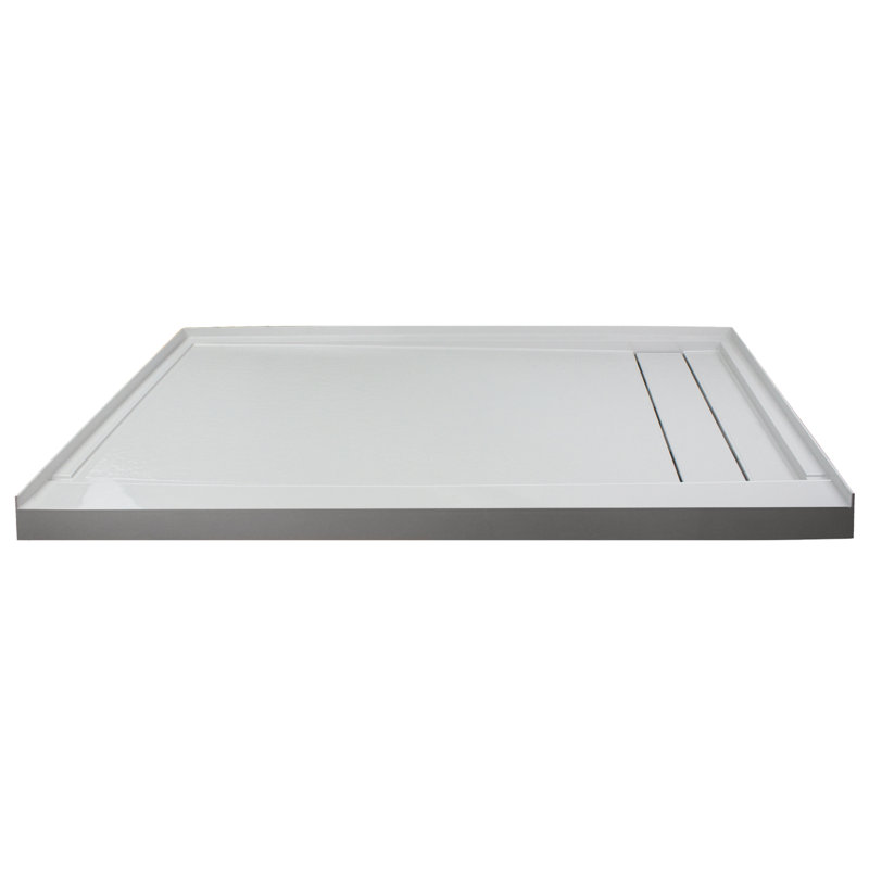60'' W 32'' D Rectangular Single Shower Base, Gray, Right