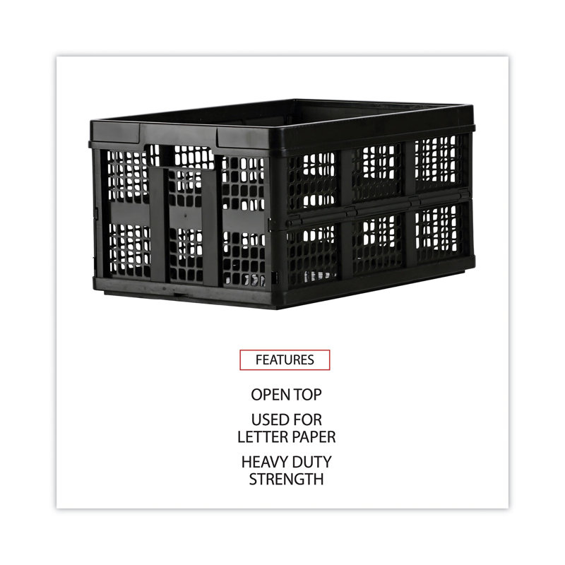 Universal Black Heavy-Duty Plastic Collapsible Filing Storage Tote