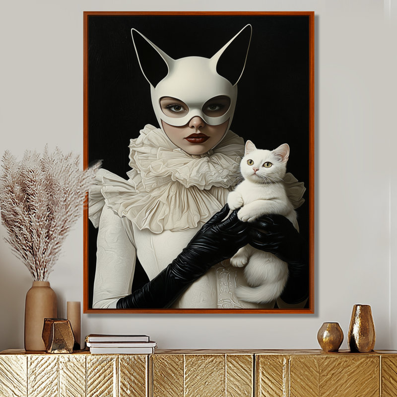 «Cat Woman» par Gottric Portrait, H 32 po x l 24 po, Impression encadrée sans passe-partout, Brun