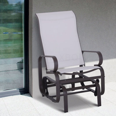 Patio Outdoor Glider Chair, Smooth Rocking Mechanism Lightweight Construction For Backyard Beige
