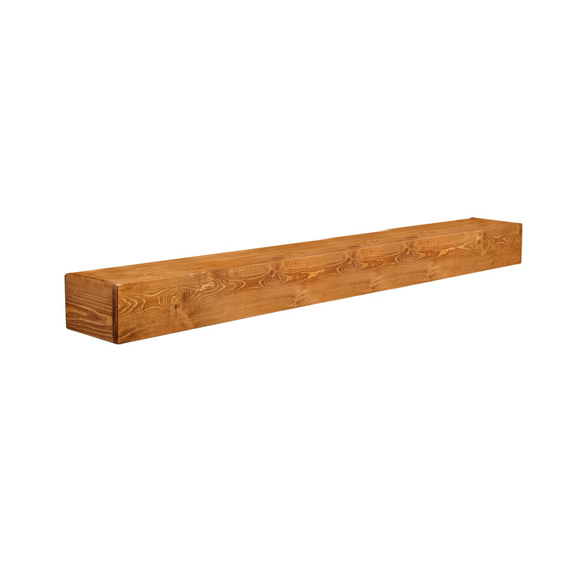 Haynor Solid Wood Fireplace Mantel Floating Shelf, Aged Oak, 60", 9"