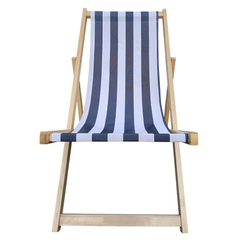 Populus Wood Sling Chair With Dark Blue Stripe - Outdoor Chair, 24.24 In. Width, 39.18 Depth, 7.56 Lb Weight, 220 Lbs Limit For Use Folding Chaise Lounge Weight Capacity, Depth