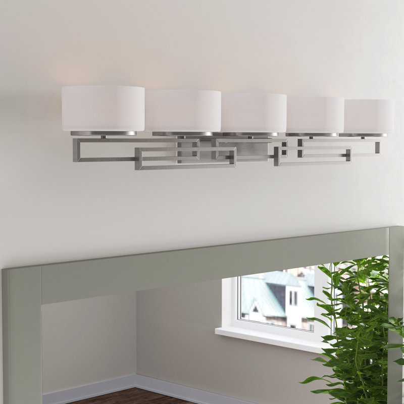 Éclairage pour salle de bain 5 lumières Lanza, Halogène, Nickel antique