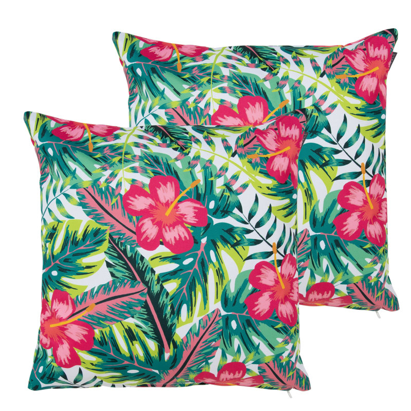 Tropical Flower Indoor-Outdoor Cushion, Multicolour