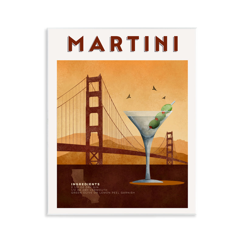 Plaque murale rétro «Martini & Bridge View», conception par Brett Blumenthal