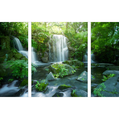 Asian Waterfall - 3 Piece No Frame Print on Glass