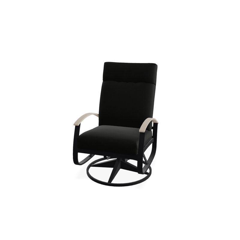 Chaise de patio pivotante avec coussins Askar, Noir texturé, Noir 5A, Désert P60