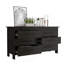 Commode double, quatre pieds, 6 tiroirs, plateau supérieur, noir-1661057339