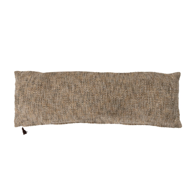 Greige Mélange Cotton Blend Bouclé Lumbar Pillow