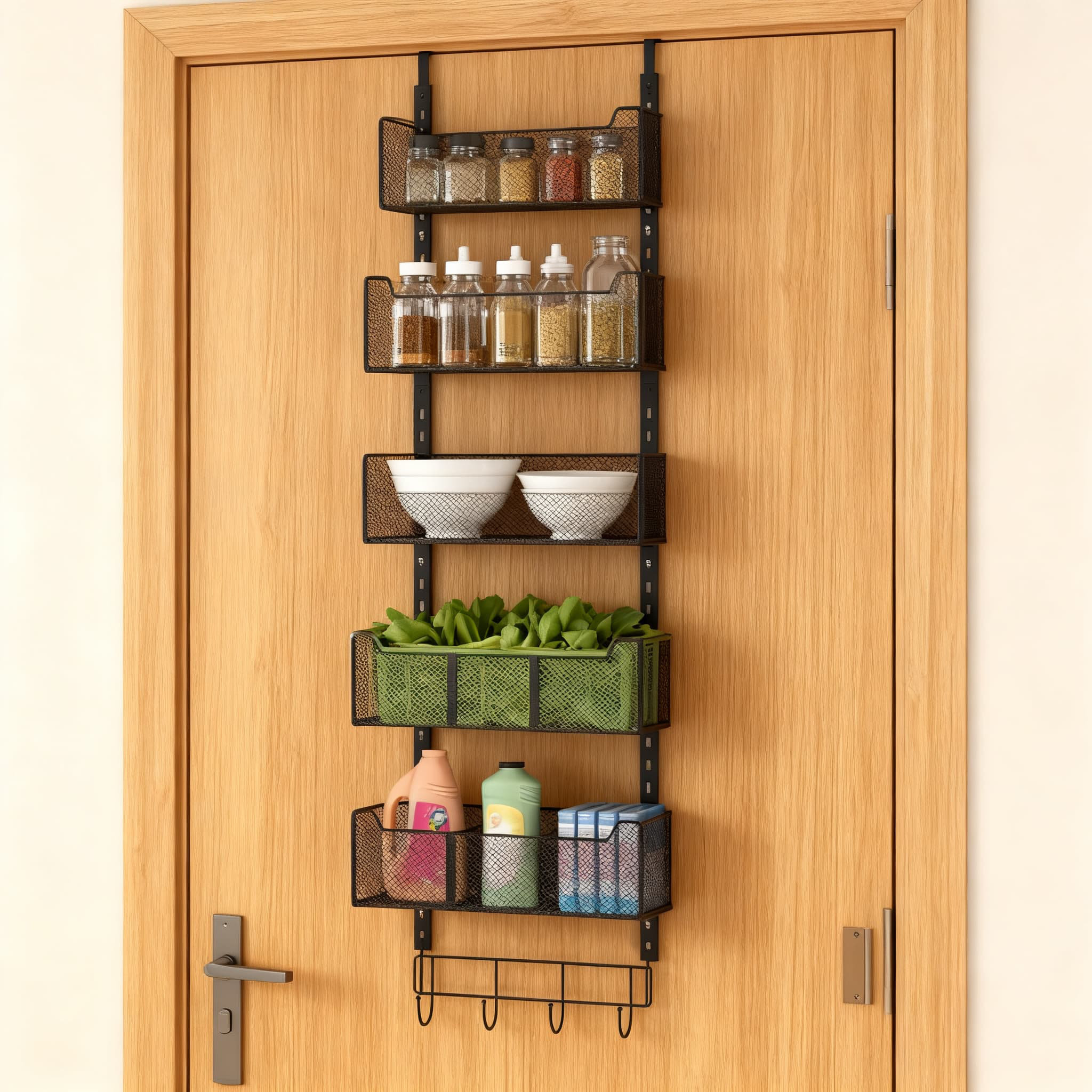17 Stories Over The Door Organizer With 5 Adjustable Baskets, Heavy ...