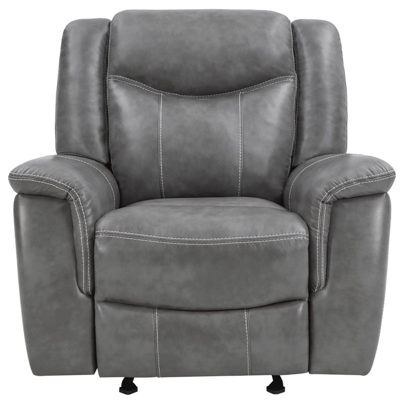 Artrice Upholstered Padded Arm Glider Recliner Grey, Manual