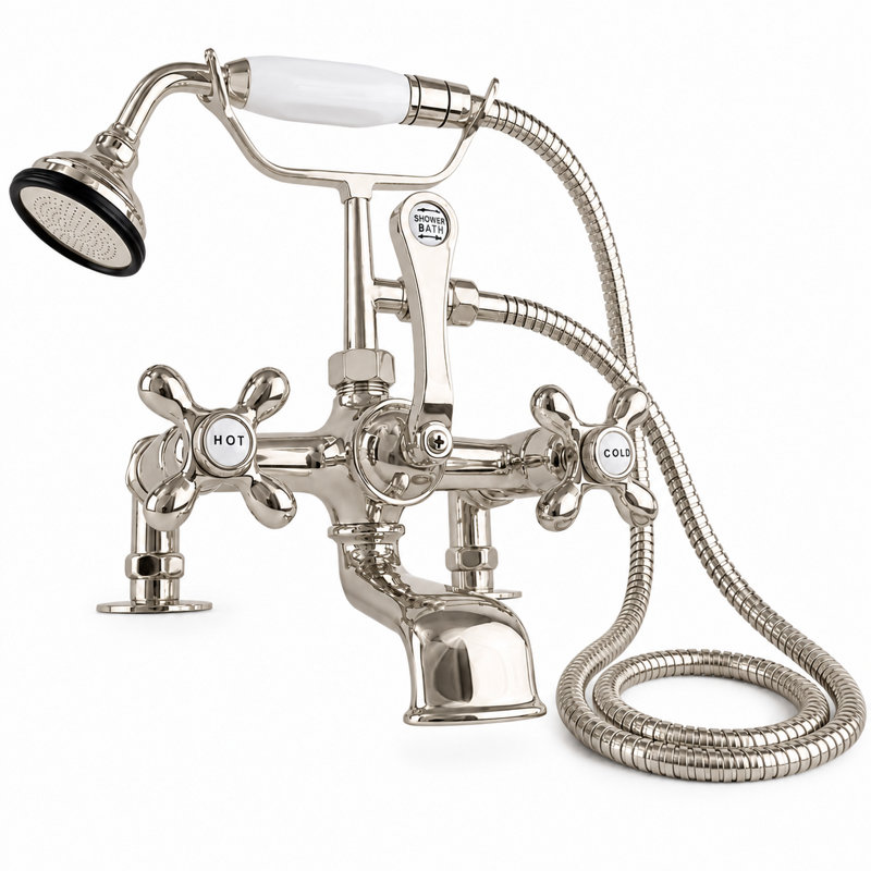 Robinet de baignoire à fixation sur comptoir British Téléphone (P0341), Nickel poli