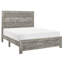Lit double rustique gris, fabrication en bois avec tête de lit et rails, meubles en placage de bois, rails requis