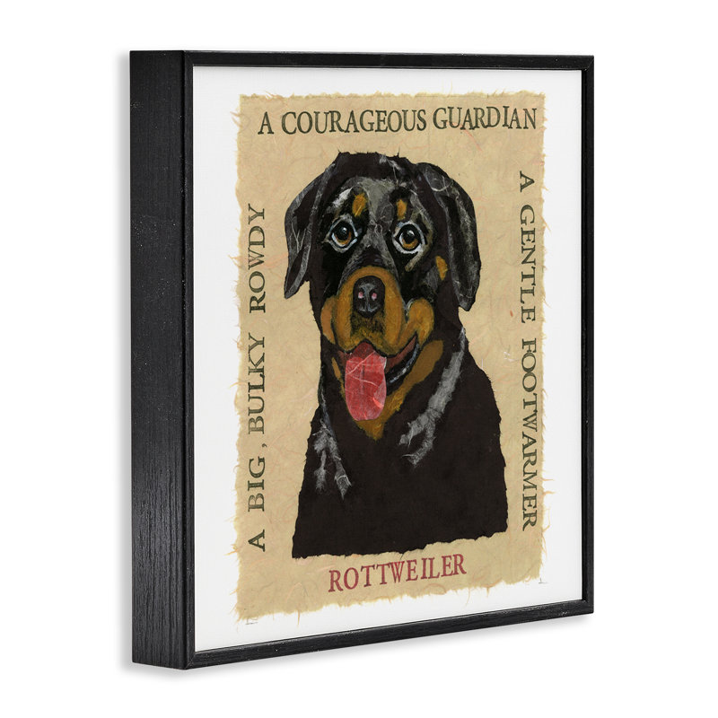 «Rottweiler Fun», phrases d'art encadrées par Nancy Overton, Giclée encadrée noir minuit, H 24 po x l 24 po