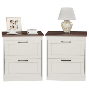 Farmhouse Nightstand Set Of 2 - 2 Drawer