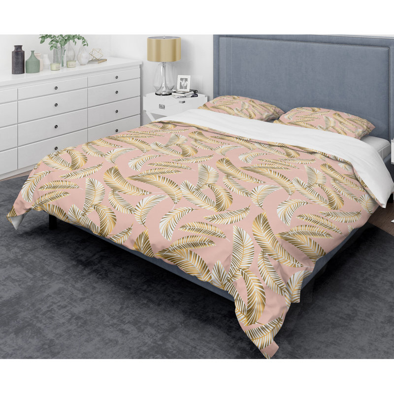 Ensemble de housse de couette mid-century feuillage iv, Housse de couette très grand + 2 taies décoratives