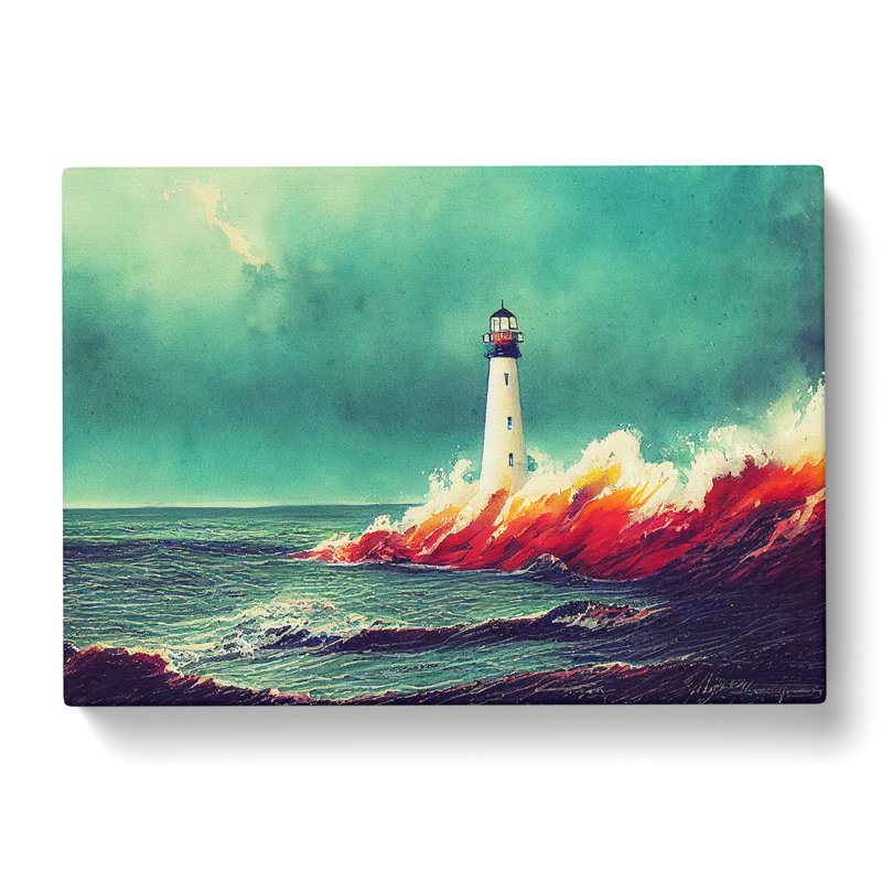 Lighthouse In Watercolour Vol.1 - Wrapped Canvas, 40cm H x 60cm W x 3cm D
