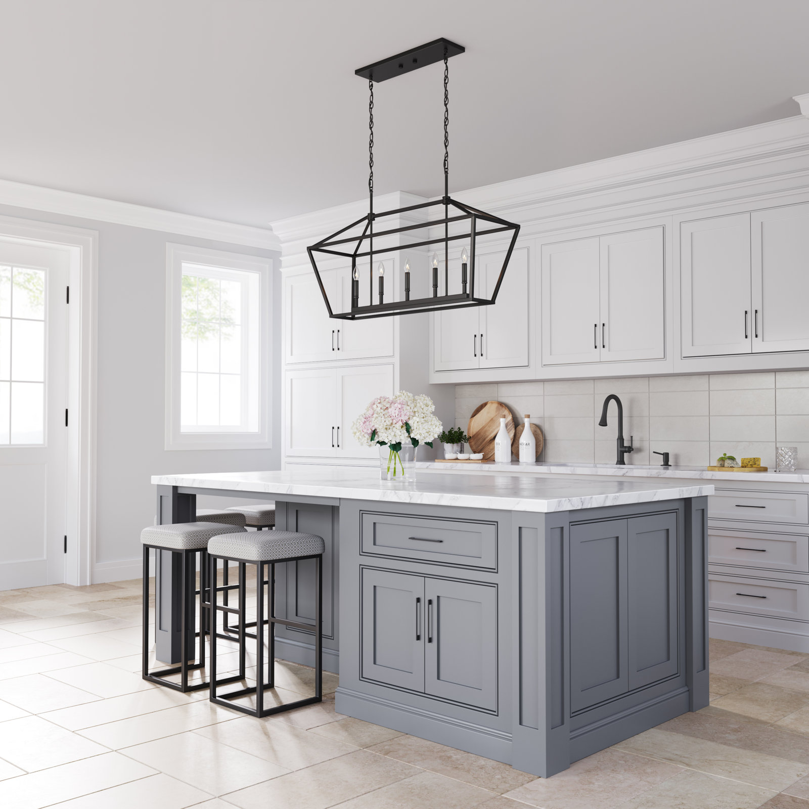 Glenhaven 5 Light Dimmable Pendant, Matte Black