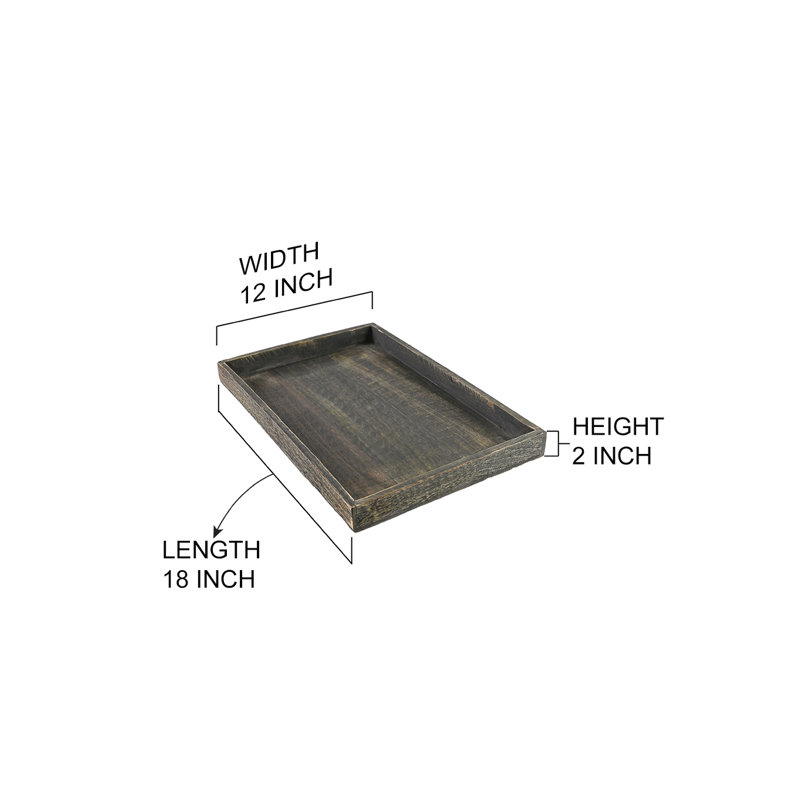Serene Spaces Living Dark Wood Rectangle Serving Tray (Set Of 6) - 1.8" H X 18" L X 12" W - Elegant Wooden Tray For Coffee Table Decor, Serving Snacks, And Entertaining Guests