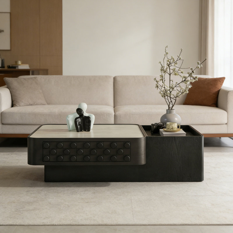 Table basse moderne avec rangement artistique