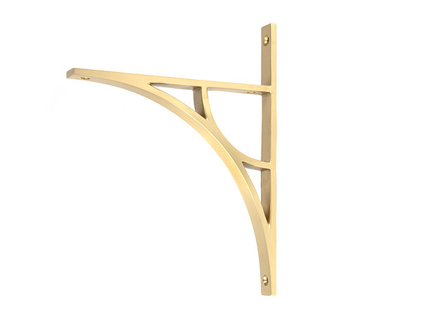 Tyne Shelf Bracket, 26cm H x 7.9cm W x 2cm D, Satin Brass