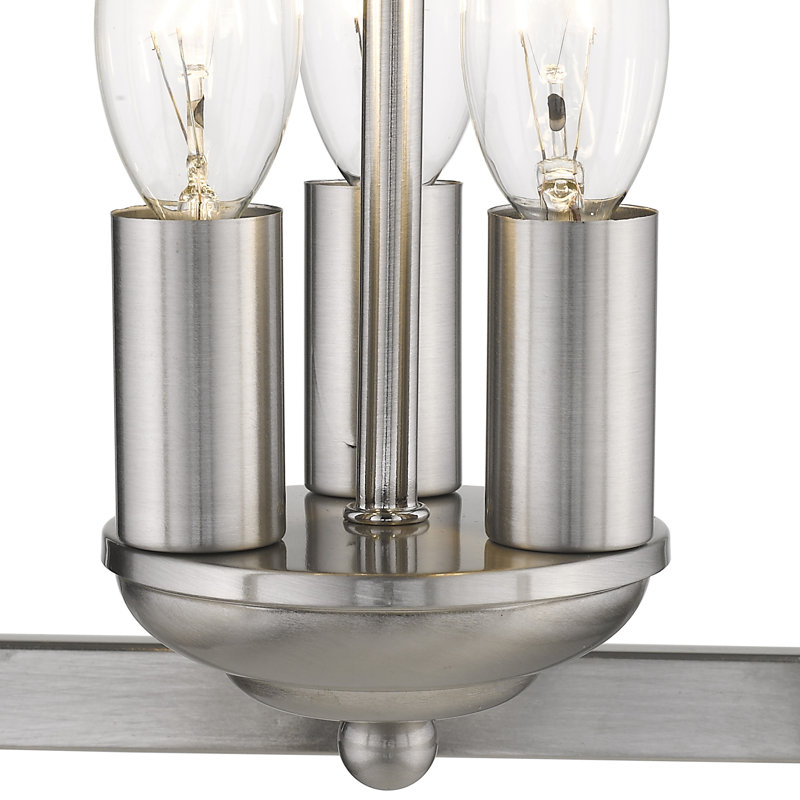 Luminaire suspendu géométrique 3 lumières lanterne Rancourt, Nickel satiné