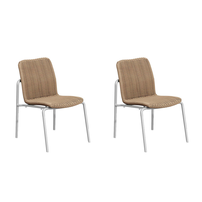 Stacking Patio Dining Side Chair, Sand, Flint