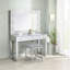 Tabouret de coiffeuse moderne carré gris avec similicuir et siège confortable en mousse-1036830125