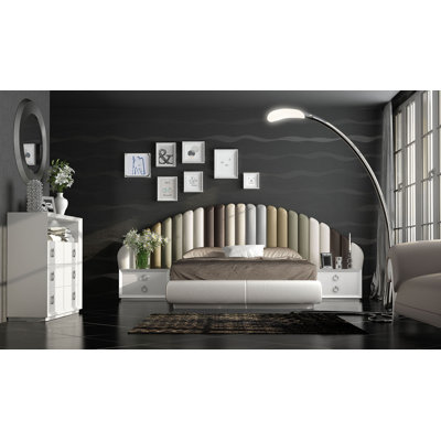 Annalya 5 Piece Upholstered Faux Leather Bedroom Set