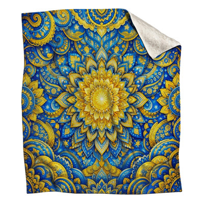 Couvertures complexes de mandala bleu et jaune