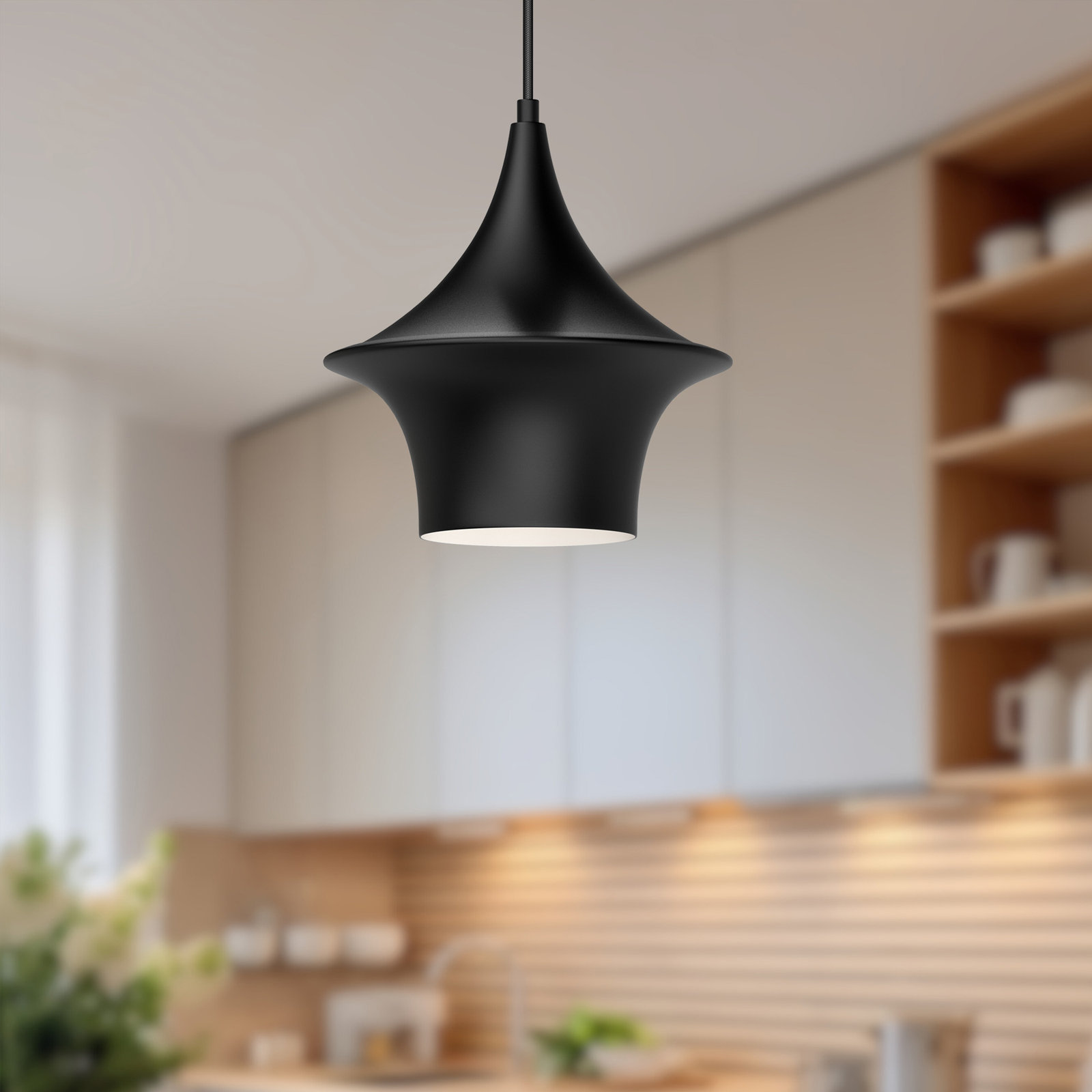 Alexia Single Light Metal Pendant, 85.13" H x 9.5" W x 9.5" D, Matte Black