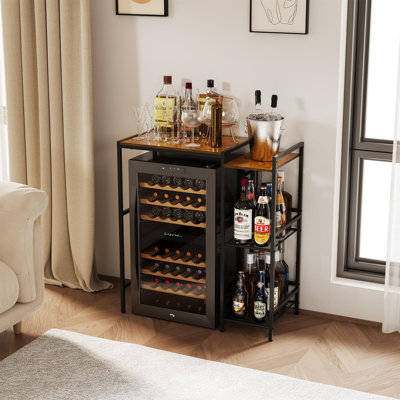 Mini Fridge Stand With Storage Shelves